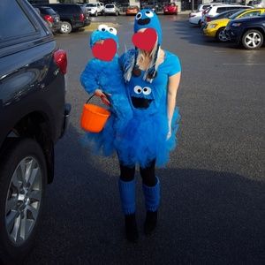 Mom and baby cookie monster costume